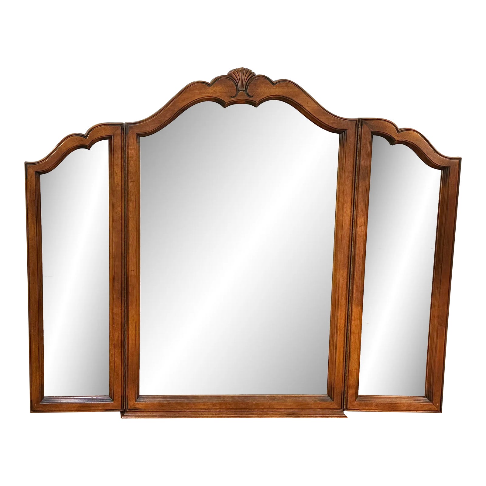 1990s Ethan Allen Country French Carved Tri-Fold Dresser Chest