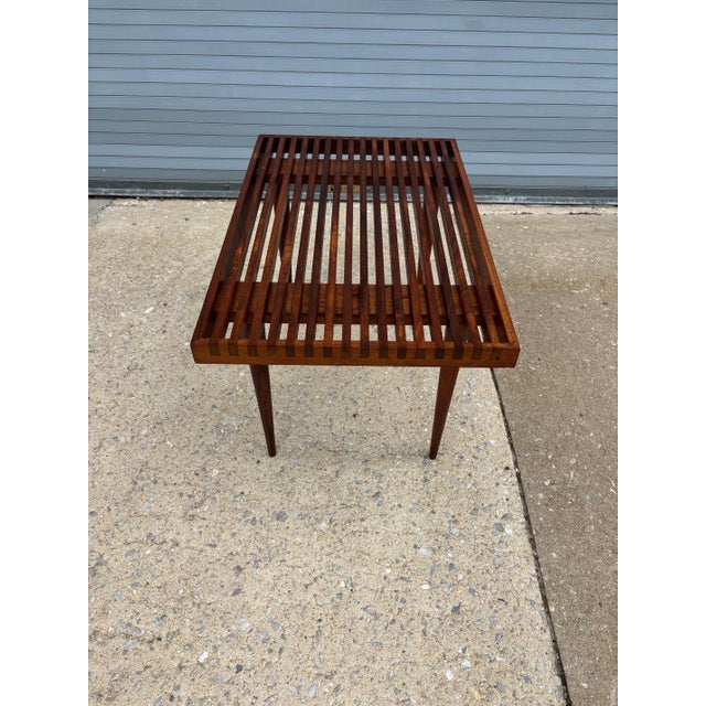 Mel Smilow Vintage Small Slatted Bench on Tapered Legs by Mel Smilow For Sale - Image 4 of 9
