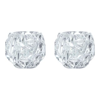 Tiffany & Co. Crystal Rock Cut Votive Candle Holders - Set of 2 For Sale