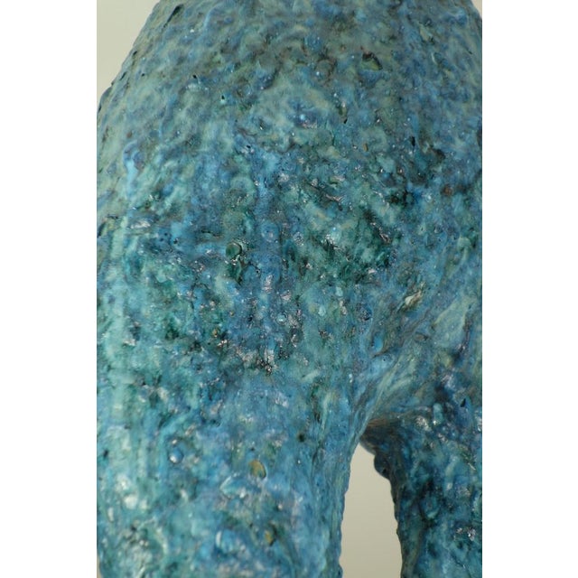 1950s Mid-Century Italian Blue Ceramic Vase by Matteo di Lieto for Vietri, 1950s For Sale - Image 5 of 9