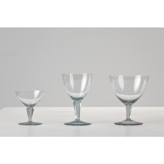 Glass White Wine Glasses by Wilhelm Wagenfeld for VLG Weisswasser, Germany, 1937, Set of 5 For Sale - Image 7 of 8