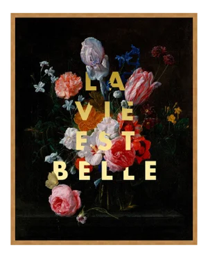 La Vie Est Belle by Lara Fowler in Gold Framed Paper, Small Art Print