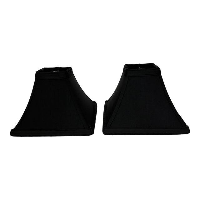 Small Square Black Lampshade - a Pair For Sale