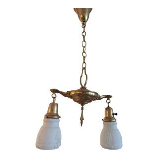 1920s Edwardian Aladdin Pan Fixture-Two Lights For Sale