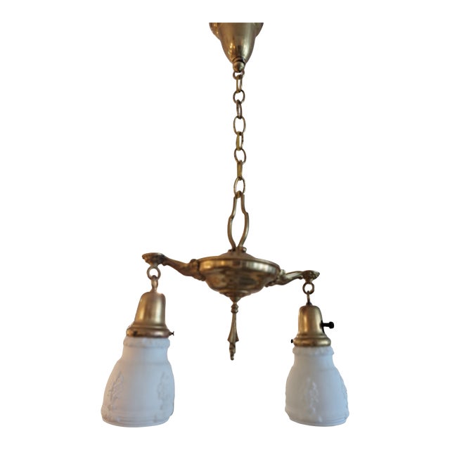 1920s Edwardian Aladdin Pan Fixture-Two Lights For Sale