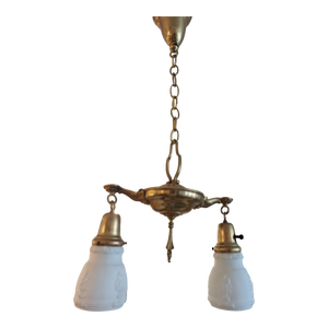 1920s Edwardian Aladdin Pan Fixture-Two Lights