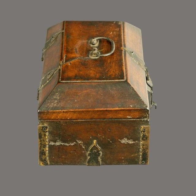 19th Century South Indian Teak & Brass Travelling Document Box For Sale - Image 3 of 7