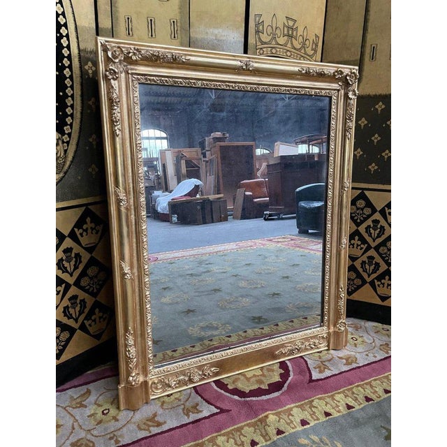 Napoleon III Trumeau Mirror Gilded with Gold Leaf For Sale - Image 6 of 6