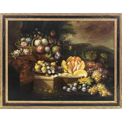Still Life, 1800s, Oil on Canvas Glued to Wood For Sale
