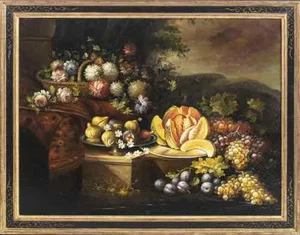 Still Life, 1800s, Oil on Canvas Glued to Wood