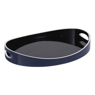 Noir Marine Lacquered Serving Tray, Large For Sale