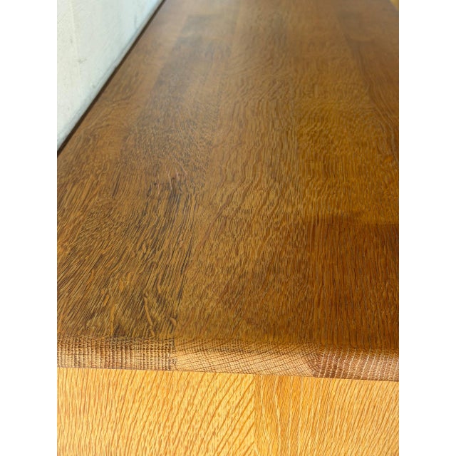 Wood In Style of Henning Kjærnulf Oak Sideboard Credenza With Carved and Leaded Glass Doors Danish Mid-Century Modern 1970s For Sale - Image 7 of 11