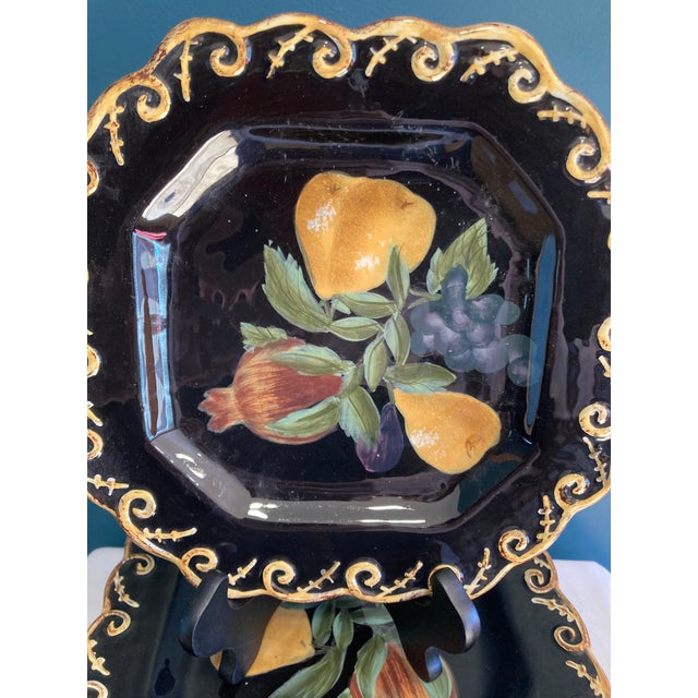 Late 20th Century Raymond Waites Black and Gold Fruit Salad Plates – Set of 6 For Sale In Oklahoma City - Image 6 of 12