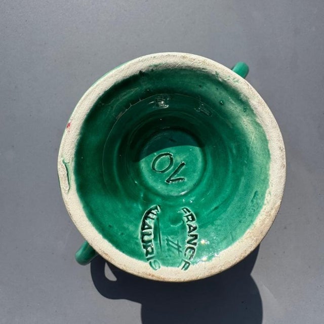Ceramic Green Glazed Ceramic Teapot and Sugar Bowl from Vallauris, France, 1950s-1960s, Set of 2 For Sale - Image 7 of 8