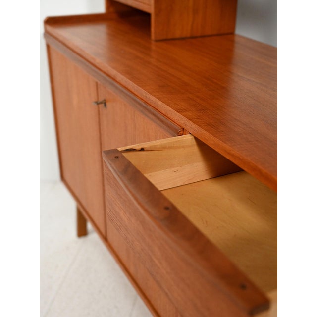 Brown Scandinavian Teak Bookcase with Pull-Out Desk, 1950s-1960s For Sale - Image 8 of 12