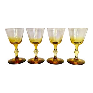 Vintage Libbey Forever Amber Liquor Cocktail Glasses – Set of 4 Midcentury Sherry Aperitif After Dinner Drink Liqueur Glasses For Sale