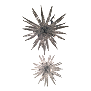 Set of 2 Murano Glass Ice Clear Sputnik Italian Chandelier