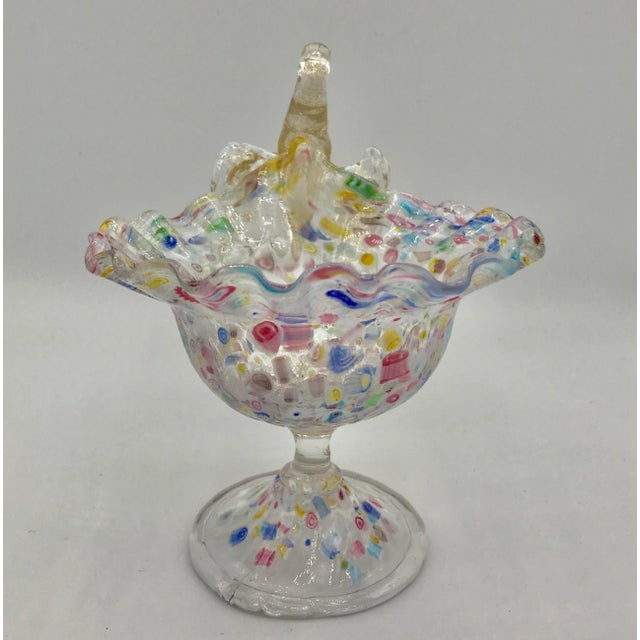 Murano Late 19th Century Antique Murano Attributed Footed Compote Bowl With Millefiori For Sale - Image 4 of 11