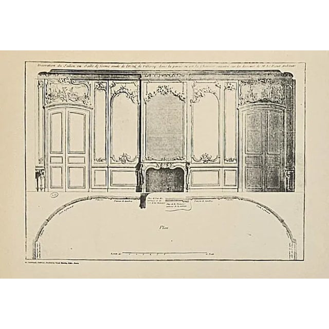 French C1880s Set of 6-French Antique Architecture Interior Lithographs-Fireplaces, Documentation For Sale - Image 3 of 8