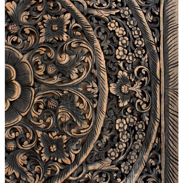 Hand carved wood square panel with antique burn finish. Beautiful intricate floral designs. Perfect for use as wall art or...