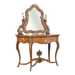 Louis Philippe Ormolu-Mounted Tulipwood and Marquetry Inlaid Dressing Table from Maison Pretot Paris For Sale
