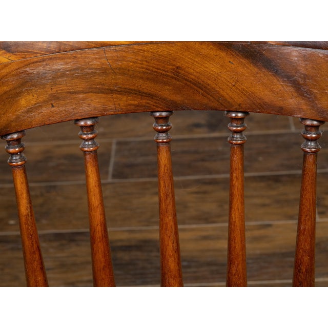 English English Regency Period 19th Century Mahogany Horseshoe Back Upholstered Armchair For Sale - Image 3 of 11