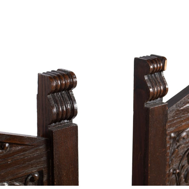 Early 19th Century Pair of Antique North European Carved Oak Wainscot Chairs - 19th Century - 26" X 23" X 43" For Sale - Image 5 of 7