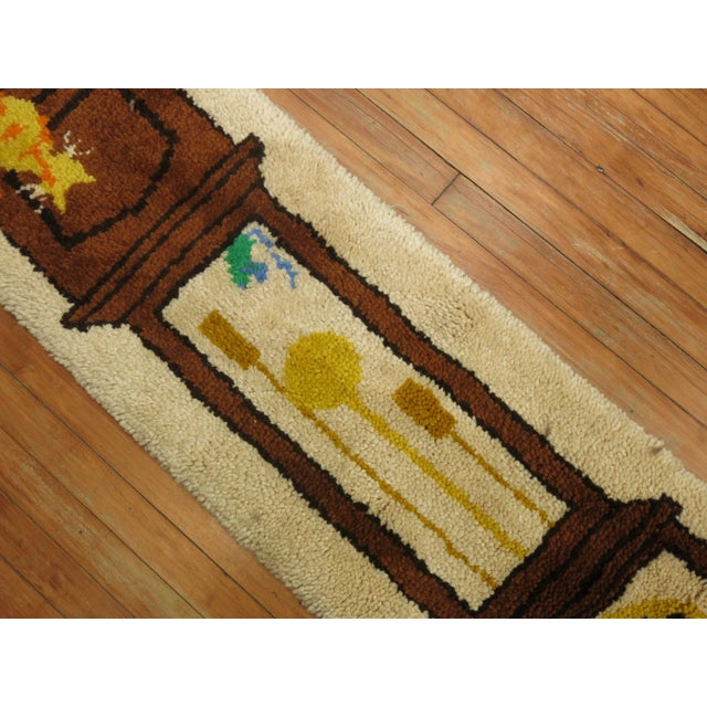 Late 20th Century Grandfather Clock Vintage Rug - 1'5" x 4'8" For Sale - Image 5 of 8
