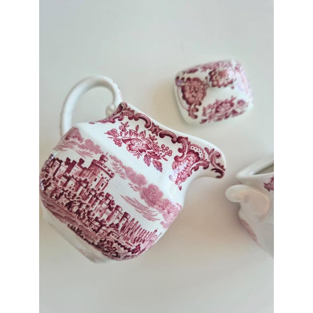 Vintage English Sugar Bowl and Creamer Set by Enoch Wedgwood, 1960s, Set of 2 For Sale - Image 3 of 8