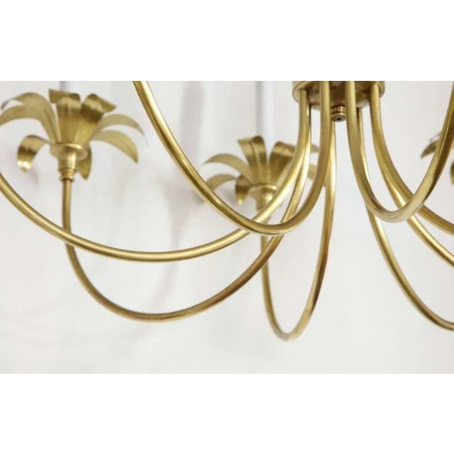 Mid-Century Modern 1950s Eight-Arm Italian Solid Brass Flower Chandelier For Sale - Image 3 of 13