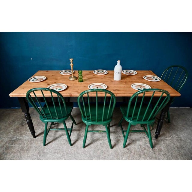 Large Bohemian Farm Table with Black Feet, 1970s For Sale - Image 4 of 18