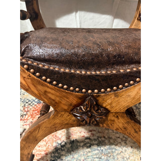 Vintage Savonarola Dante X-Framed Armchair For Sale - Image 4 of 4