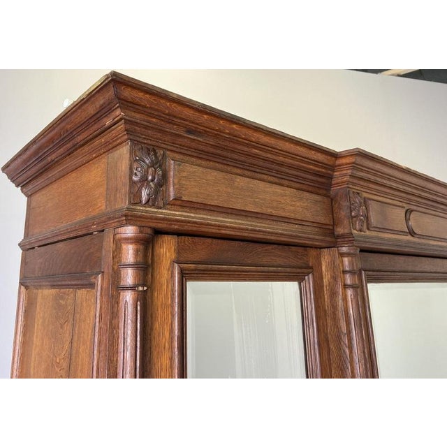 Brown Antique French Carved Oak 3-Door Armoire For Sale - Image 8 of 18