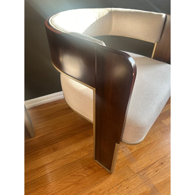 Contemporary Pair of Caracole “Streamliner” Accent Chairs in Aged Bourbon & Smoked Bronze For Sale - Image 3 of 13