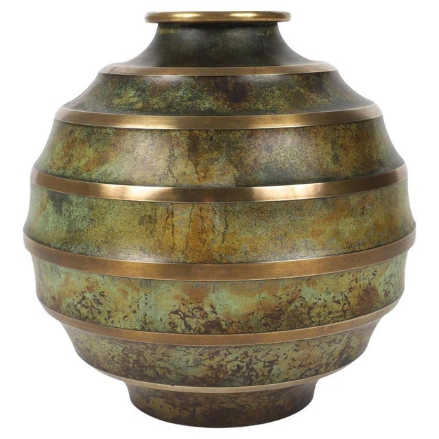 Swedish Modern Art Deco Patinated Bronze Vase from SVM Svenska Metallverken, 1930s For Sale - Image 9 of 9
