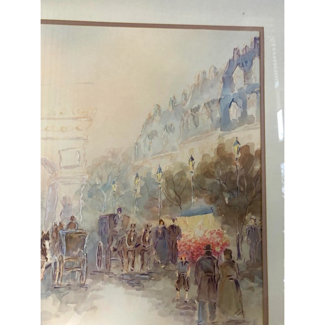 Manfred Kuhnert (B.1931) Parisian Street Scene With Arc De Triomphe Original Watercolor-Framed For Sale In Charleston - Image 6 of 11