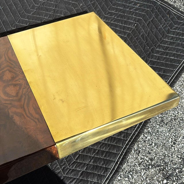 Brown Aries Sculptural Burl Wood Console With Brass Ends by St2 Furniture 2 Available For Sale - Image 8 of 14