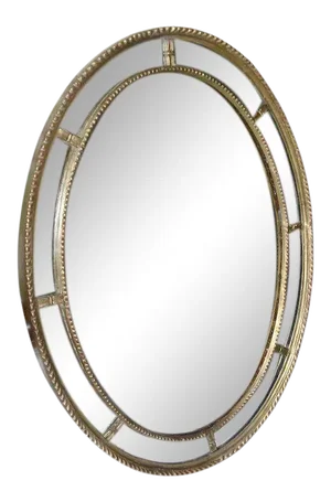1800s Georgian Adam Carved & Gilt Wood Oval Mirror with Divided Panels