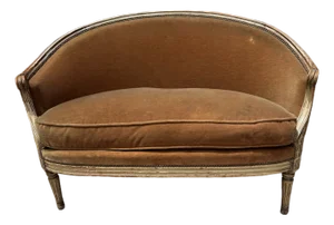 Old French Mohair Velvet Settee