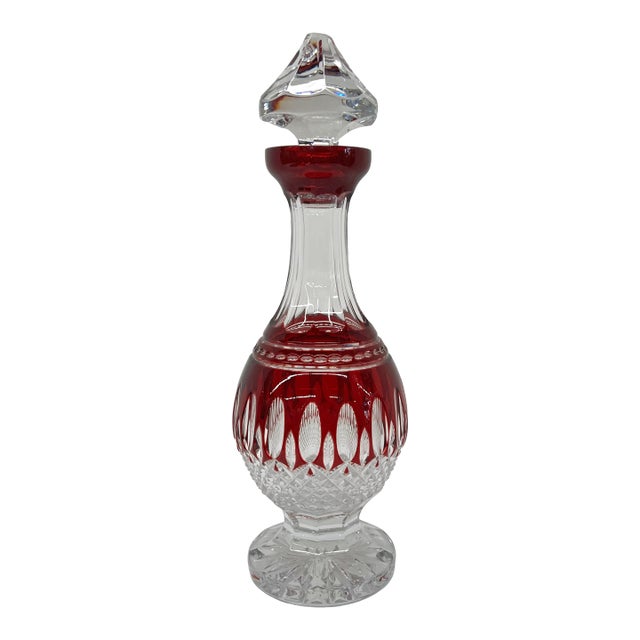 1990s Beautiful Waterford Crystal Clarendon Ruby Red Decanter For Sale