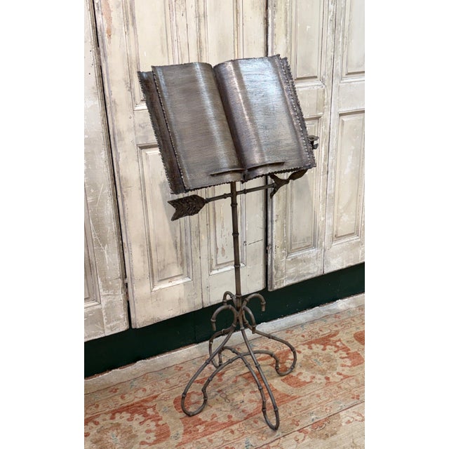 Italian Trompe l’Oeil Faux-Bamboo Iron Music Stand with Candlestick, Circa 1970s For Sale - Image 9 of 15