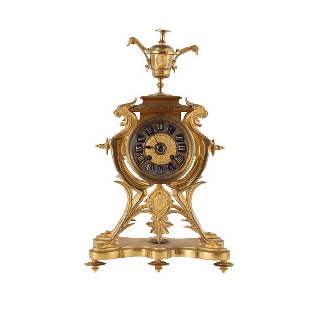 Golden Bronze Support Clock For Sale - Image 16 of 16