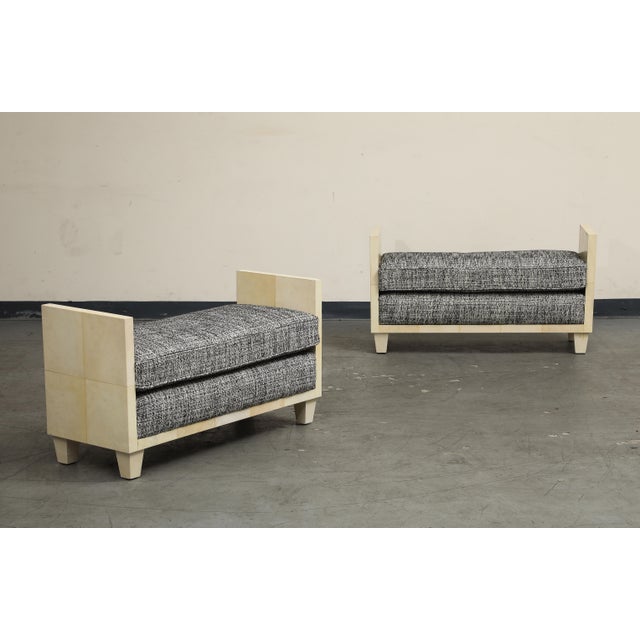Parchment Benches Inspired by Jean Michel Frank, Mid-Century Modern Style For Sale - Image 15 of 16