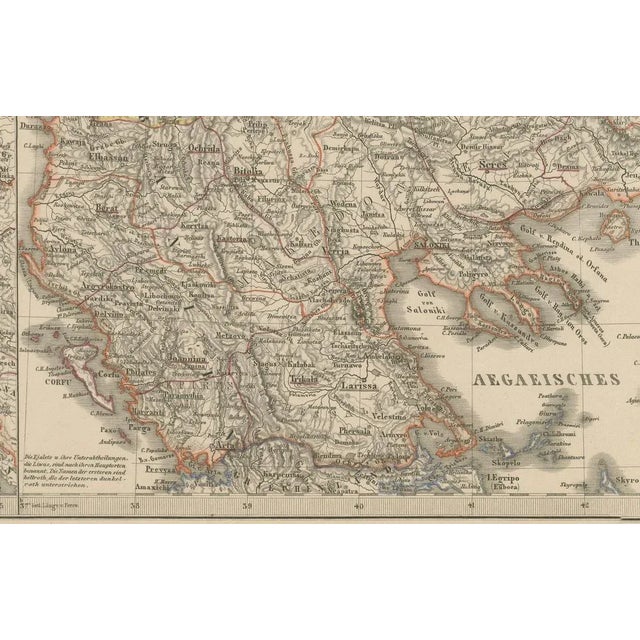 Paper Map of Turkey with Balkan and Ottoman Provinces, 1858 For Sale - Image 7 of 10