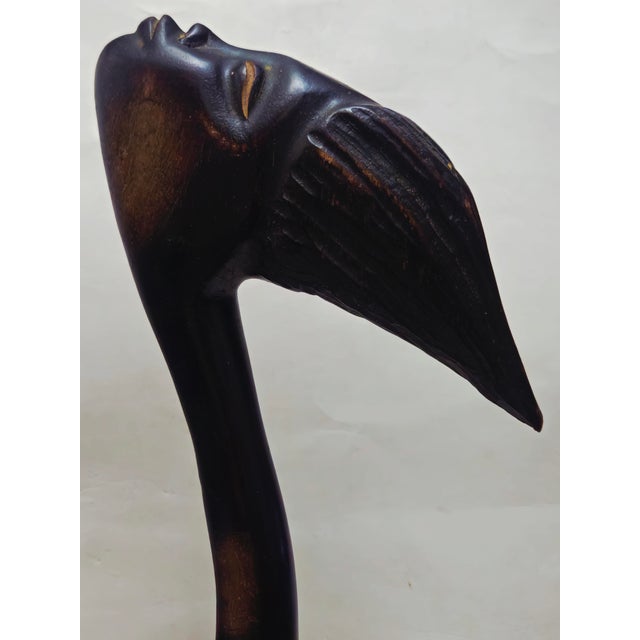 Wood Mid 20th Century African Carved Wood Modernist Sculpture Male and Female Busts - A Pair For Sale - Image 7 of 18