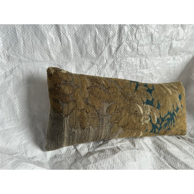 Baroque 1600s Antique Flemish Brussels Tapestry Pillow Botanical Fragment For Sale - Image 3 of 5