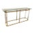 Hollywood Regency Console Table Lucite Pillars Brass Frame in the Manner of Charles Hollis Jones For Sale