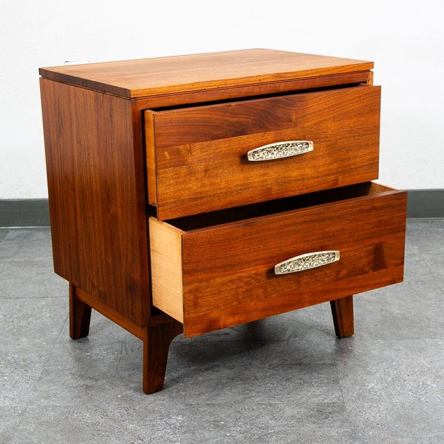 1960s 1960s End Side Table Solid Walnut Ace Hi 2 Drawer, Attributed For Sale - Image 5 of 11