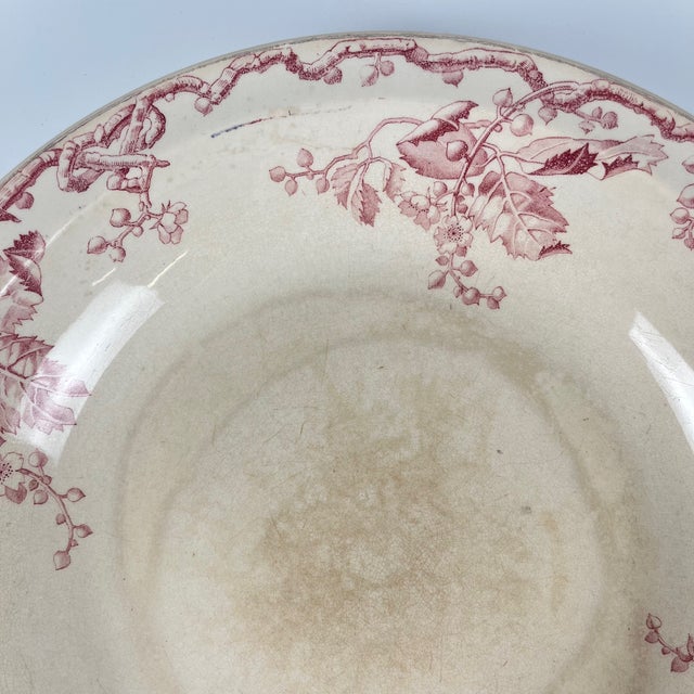 Oval Pink Earthenware Fontainebleau Salad Bowl from KG Lunéville, 19th Century For Sale - Image 10 of 11