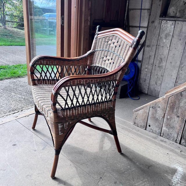 Wood Vintage Wicker Bedroom Armchair For Sale - Image 7 of 12